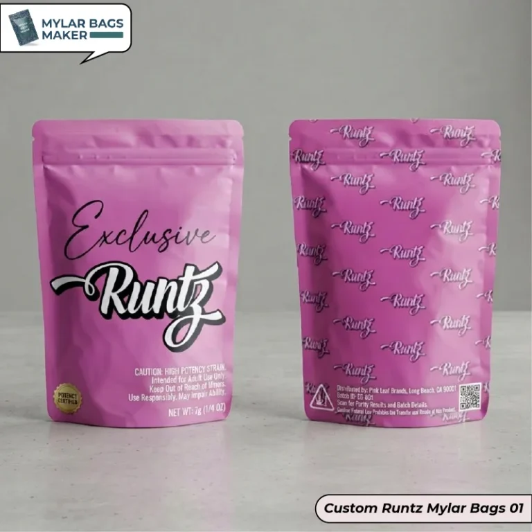 Custom runtz mylar bags